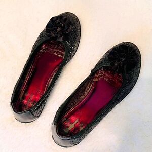 Kenneth Cole Reaction Black Sparkly Ballet Flats - "Lil Bit of Buck Flats" - 4.5